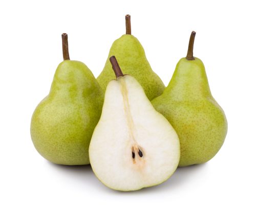 Ripe green pears isolated on white background